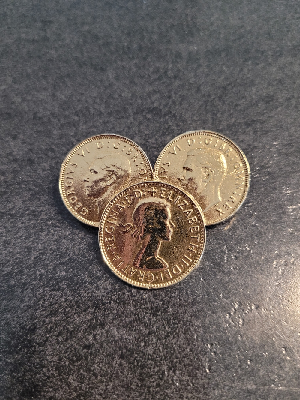 Vintage 1980s Gold Faux Coin Brooch Pin